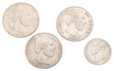 Lot (4) 1 & 2½ Gulden. Willem II & III. Average VF

Ar. 83,76 g