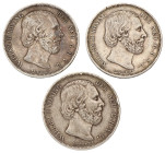 Lot (3) 2½ Gulden. Willem III. Average VF

Ar. 75,48 g