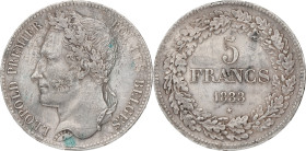 Belgium. Leopold I. 5 Francs. 1833. XF

Cleaned (wrongly). Position A. LA#BFM-124. Ar. 24,9 g