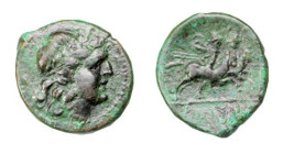 BRUTTIUM - RHEGIUM (270-203 a.C.) ONCIA gr.2,1 - D/Testa di Apollo a d. R/I Dioscuri andanti a s. Esergo PHΓINΩN - Ae - Sng.Ans.798 SPL/qSPL