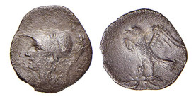 LATIUM - ALBA FUCENS (Circa 280-275 a.C.) OBOLO gr.0,51 - D/Testa elmata di Minerva a s. R/Aquila spiegata a s. con fulmine tra gli artigli - Ar - Cam...
