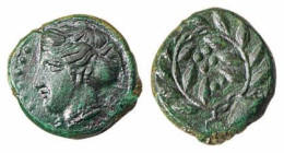 SICILIA - HIMERA (400-380 a.C.) HEMILITRAE gr.4,3 - D/Testa a s. della ninfa Himera con fronte al viso sei globetti R/Entro rami d’alloro sei globetti...