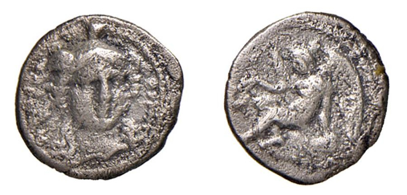 SICILIA - MORGANTINA (circa 344-317 a.C.) LITRA gr.1,04 - D/Testa di Atena di fr...