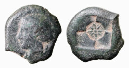 SICILIA - SIRACUSA (466-460 a.C.) HEMILITRAE gr.5,9 - D/Testa di Aretusa a s. R/Stella a otto raggi in quadrato incuso - Ae - Sng. Ans. 398-400 BB/qSP...