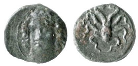 SICILIA - SIRACUSA - DIONISIO I (405-397 a.C.) AE 15 gr.2,0 - D/Testa di Ninfa frontale un rivolta a s. R/Polipo - Ae - Sng.Ans.385 - Calc.29 BB