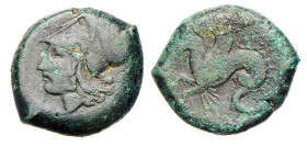 SICILIA - SIRACUSA (405-367 a.C.) TRIAS gr.7,2 - D/Testa elmata di Athena a s. R/Ippocampo - Ae - Sng.Fitzw.(VIII) 200 Blackburn Museum BB