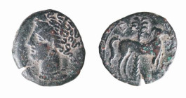 SICILIA - EMISSIONI SICULO PUNICHE (circa 340-320 a.C.) BRONZO - D/Testa di Tanit a s. R/Cavallo stante a d. con dietro palmizio - Ae - Sng.Cop.114 BB...