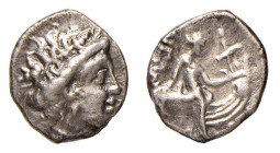 EUBOEA - HISTIAEA (III-II sec.a.C.) TETROBOLO gr.2,0 - D/Testa di Menade a d. R/La ninfa Histiaea seduta su prora a d. - Ar - BMC 39var BB
