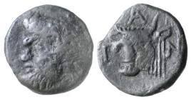 THRACIA - PANTIKAPAION (III sec. a.C.) AE-17 gr.4,4 - D/Testa barbuta di Pan a s. R/Testa di bovino a s. - Ae - Sng.BM BS 890.2 BB