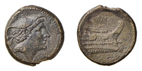 ROMA - SERIE SEMILIBRALE STANDARD (217-215 a.C.) SEMUNCIA gr.7,9 - D/Testa di Mercurio a d. R/Prora di nave a d. con sopra ROMA - Ae - Craw.38/7 SPL/q...