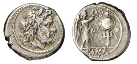 ROMA - ANONIME SENZA SIMBOLI (dopo il 211 a.C.) VITTORIATO - D/Testa di Giove a d. R/La Vittoria porge una corona verso un trofeo - Ar - Craw. 53/1 BB
