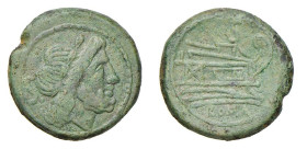 ROMA - ANONIME (dopo il 211 a.C.) SEMISSE gr.21 - D/Testa di saturno ad. con dietro il simbolo del valore S R/Prora a d. con sopra S e sotto ROMA - Ae...