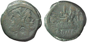 ROMA - ANONIME (209-208 a.C.) ASSE gr.27,4 - D/Testa bifronte di Giano R/Prora a d. con davanti un'ancora e sotto la scritta ROMA - Ae - Craw. 194/1 B...