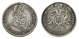 AUSTRIA - LEOPOLD I (1657-1705) THALER 1696 K-B Kremnitz - D/Busto con lunghi capelli a d. R/Aquila bicipite coronata con in basso ai lati K - B - Ar ...