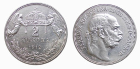 AUSTRIA - FRANZ JOSEPH I (1848-1916) 2 CORONE 1912 KB - D/Testa laureata a d. del Kaiser con sotto KB R/Due angeli sorreggono la corona, sotto il valo...