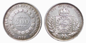 BRAZIL - PEDRO II (1831-1889) 2000 REIS 1854 - D/Il valore 2000 entro corona R/Stemma coronato - Ar - KM 469 SPL