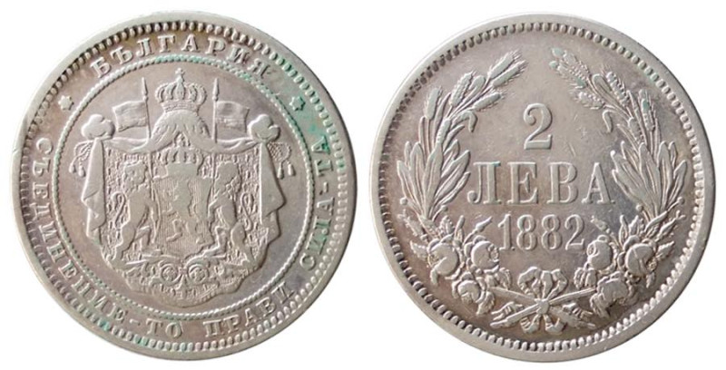 BULGARIA - ALEXANDER I (1879-1886) 2 LEVA 1882 - ST. PETERSBURG - D/Stemma coron...
