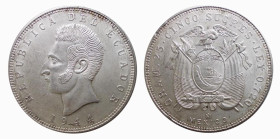 ECUADOR - REPUBLIC - 5 SUCRES 1944 - D/Stemma R/Testa nuda a s. - Ar - KM,79 SPL+