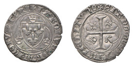 FRANCE - DIJON - CARLO VIII (1483-1498) BIANCO ALLA CORONA gr.2,9 - D/scudo difrancia con intorno tre corone + KAROLVS: REX: FRANCORVM R/Nel campo la ...