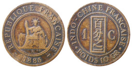 FRANCE - INDO-CHINA - FRANCE COLONY (1885) CENT - PARIS - D/Il valore entro cerchio perlinato R/La Libertà seduta - Ae - KM 7 BB