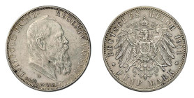 GERMANY - BAYERN - LUITPOLD (1886-1912) 5 MARKS 1911 D - D/Testa nuda a d. R/Aquila spiegata - Ar - J.50 - SPL