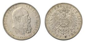 GERMANY - BAYERN - LUITPOLD (1886-1912) 5 MARKS 1911 D - D/Testa nuda a d. R/Aquila spiegata - Ar - J.50 - qFDC