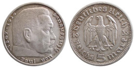 GERMANY - THIRD REICH (1935) 5 MARK 1935 - BERLIN - D/Testa a d. R/Aqulia spiegata rivolta a s. - Ar - Jaeger 360 SPL