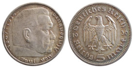 GERMANY - THIRD REICH (1936) 5 MARK 1936 - BERLIN - D/Testa a d. R/Aqulia spiegata rivolta a s. - Ar - KM 94 SPL