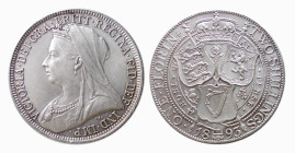 GREAT BRITAIN - VICTORIA (1837-1901) FLORIN 1893 - D/Busto a s. R/Nel campo tre stemmi co i alto corona - Ar - KM,781 - qFDC