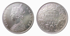 INDIA - ENGLISH DOMINATION - VICTORIA (1837-1901) RUPEE 1863C Calcutta (incusa) - Busto C R/I° - D/Busto a s. VICTORIA QUEEN R/Al centro ONE/ RUPEE/ I...