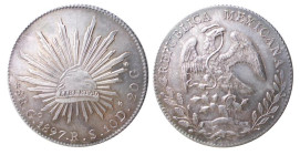 MEXICO - REPUBLIC - 8 REALI 1897 - Guanajuato RS - D/Berretto nel campo su raggi R/Aquila con serpente nel becco - Ar - KM,377.8 FDC