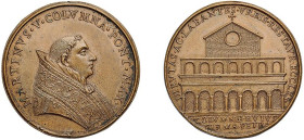 ROMA - MARTINO V (1417-1431) MEDAGLIA AE - D/Busto a d. con piviale decorato con arabeschi MARTINVS V COLVMNA PONT MAX R/Prospetto della facciata dell...