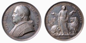 ROMA - PIO IX (1846-1870) CONTRO I NEMICI DELLO STATO PONTIFICIO - MEDAGLIA ANNUALE IN AR - ANNO XVI - D/Busto con berrettino mozzetta e stola a s. PI...