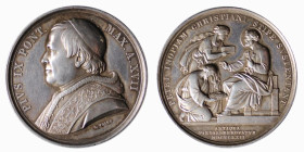 ROMA - PIO IX (1846-1870) L'OBOLO DI SAN PIETRO - MEDAGLIA ANNUALE IN AR - ANNO XVII - D/Busto con berrettino mozzetta e stola a s. PIVS IX PONT MAX A...
