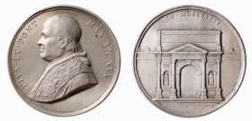 ROMA - PIO IX (1846-1870) RESTAURI A PORTA PIA - MEDAGLIA ANNUALE IN AR - ANNO XIX - D/Busto con berrettino mozzetta e stola a s. PIVS IX PONT MAX AN ...