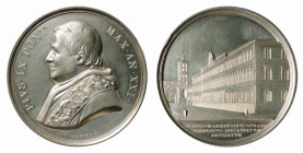 ROMA - PIO IX (1846-1870) NUOVO OSPEDALE PSICHIATRICO - MEDAGLIA ANNUALE IN AR - ANNO XXI - D/Busto con berrettino mozzetta e stola a s. PIVS IX PONT ...