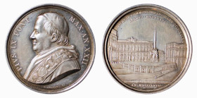 ROMA - PIO IX (1846-1870) LA SCALINATA DI PIAZZA DEL QUIRINALE- MEDAGLIA ANNUALE IN AR - ANNO XXII - D/Busto con berrettino mozzetta e stola a s. PIVS...