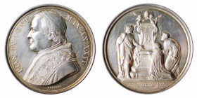 ROMA - PIO IX (1846-1870) XXV ANNIVERSARIO ELEZIONE AL PONTIFICATO - MEDAGLIA ANNUALE IN AR - ANNO XXVI - D/Busto con berrettino mozzetta e stola a s....
