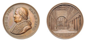 ROMA - PIO IX (1846-1878) MEDAGLIA IN AE - ANNO XXVIII - La Basilica di San Lorenzo fuori le mura - D/Busto con berretto, mozzetta e stola a s. R/Pros...