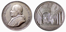 ROMA - PIO IX (1846-1870) RESTAURO DELLA BASILICA DI S. LORENZO - MEDAGLIA ANNUALE IN AR- ANNO XXVIII - D/Busto con berrettino mozzetta e stola a s.PI...