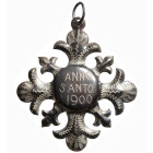 ROMA - LEONE XIII (1878-1903) ANNO SANTO 1900 - FREGIO IN LAMINA DI AR - D/Croce gigliata con gigli nei quarti, al centro ANNO = SANTO = 1900 R/Incusa...