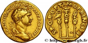 TRAJANUS
Type : Aureus 
Date : 117 
Mint name / Town : Rome, Decennalia 
Metal : gold 
Millesimal fineness : 1000 ‰
Diameter : 19,5 mm
Orientat...