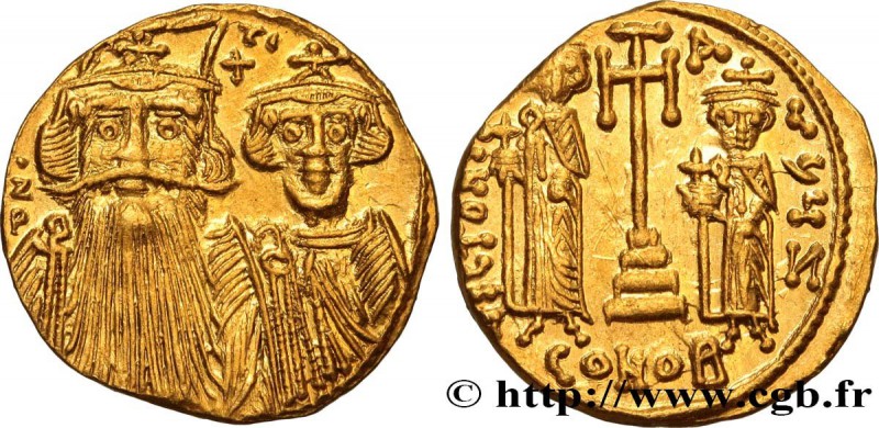 CONSTANS II, CONSTANTINE IV, HERACLIUS and TIBERIUS
Type : Solidus 
Date : 661...