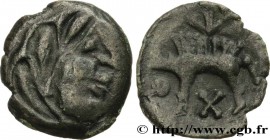 GALLIA - BITURIGES CUBI (Area of Bourges)
Type : Bronze au sanglier 
Date : c. 60-50 AC. 
Metal : bronze 
Diameter : 17 mm
Orientation dies : 12 ...