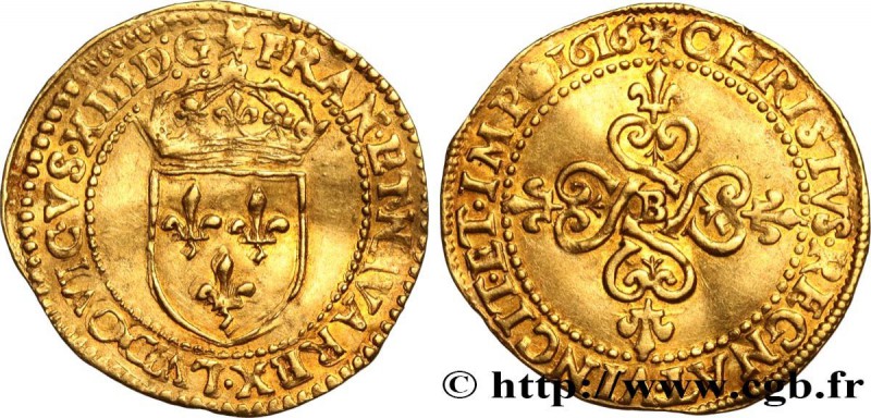 LOUIS XIII
Type : Écu d'or au soleil, 1er type 
Date : 1616 
Mint name / Town...