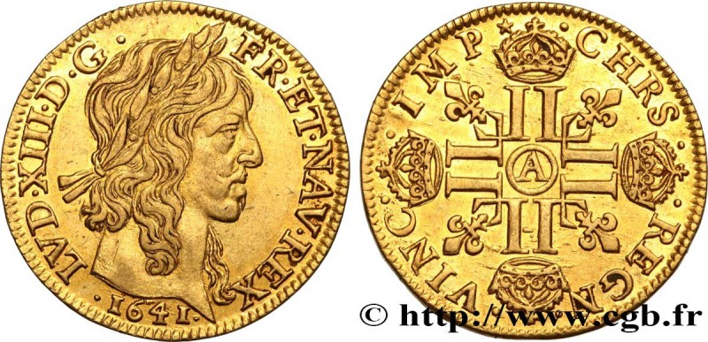 LOUIS XIII
Type : Louis d'or à la mèche longue, 2e type 
Date : 1641 
Mint na...