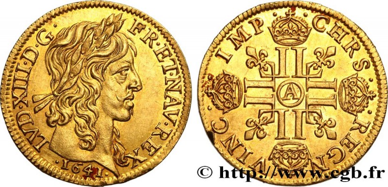 LOUIS XIII
Type : Louis d'or à la mèche longue, 2e type 
Date : 1641 
Mint na...