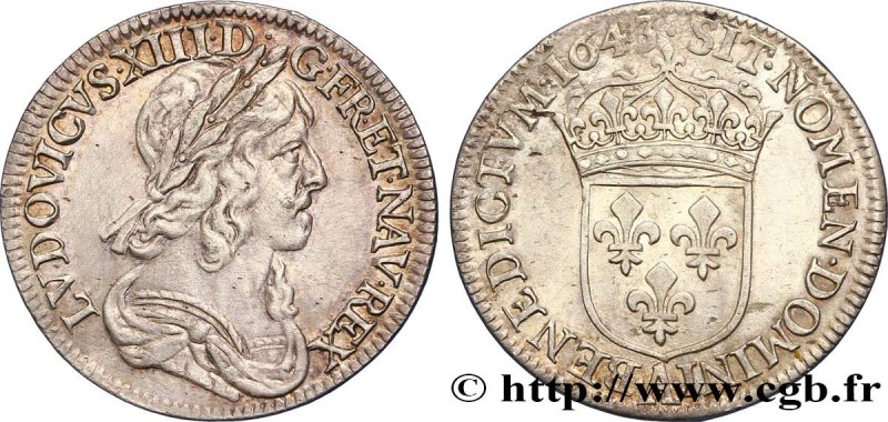 LOUIS XIII
Type : Quart d'écu d'argent, 3e type, 2e poinçon de Warin 
Date : 1...