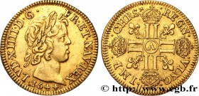 LOUIS XIV "THE SUN KING"
Type : Louis d'or à la mèche courte 
Date : 1644 
Mint name / Town : Paris, Monnaie du Louvre 
Quantity minted : 344195 ...