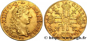 LOUIS XIV "THE SUN KING"
Type : Louis d'or juvénile tête nue 
Date : 1672 
Mint name / Town : Lyon 
Quantity minted : 40293 
Metal : gold 
Mille...